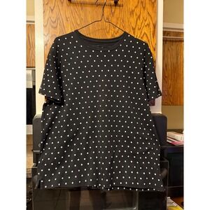 Kim Rogers Womens Black Polka Dot Cotton Short Sleeve T-Shirt Size Large